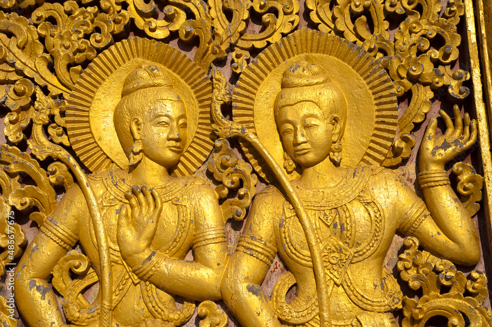 Gold Leaf Detail at Wat Xieng Thong, Luang Prabang, Laos, Southeast Asia