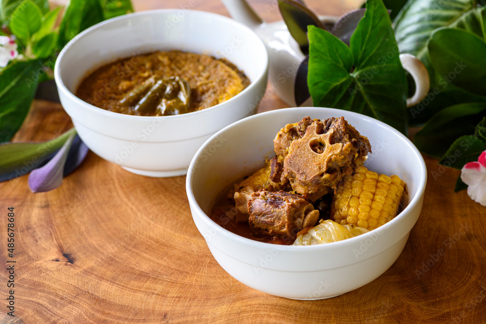 Rabada, oxtail traditional dish of Brazilian cuisine. Made with oxtail meat.