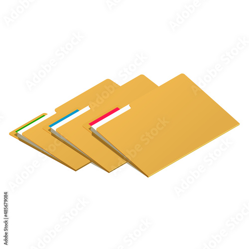 Folder with documents isometric illustration. Paper work