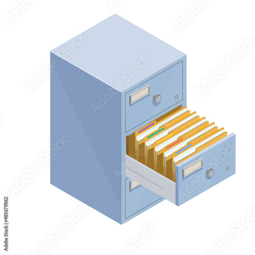 Folder in the archives opened drawer with folders for files