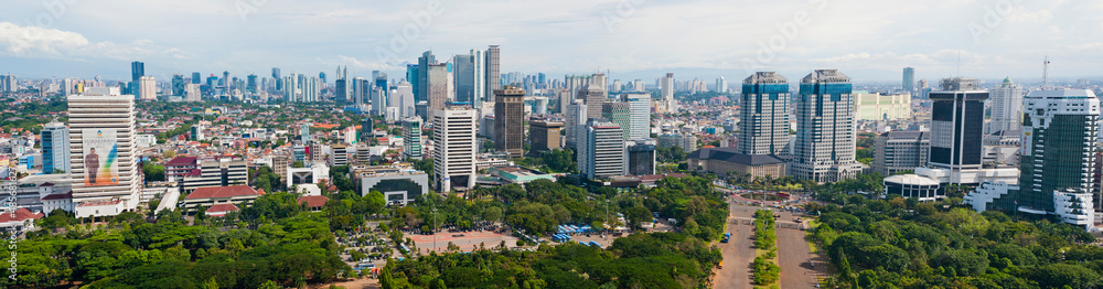 Jakarta city skyline from Monas, the national monument, Java, Indonesia, Asia, Asia
