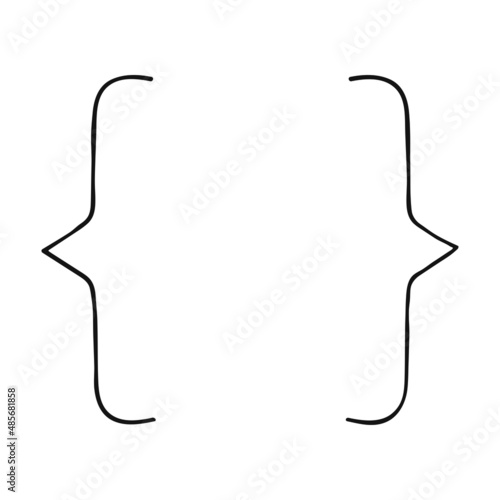 Hand drawn braces, illustration of punctuation mark. Curly brackets isolated on white.