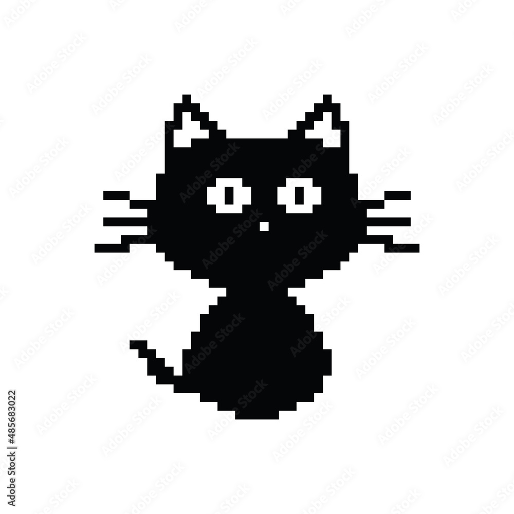  cat pixel art icon vector animal for  8 bit game 