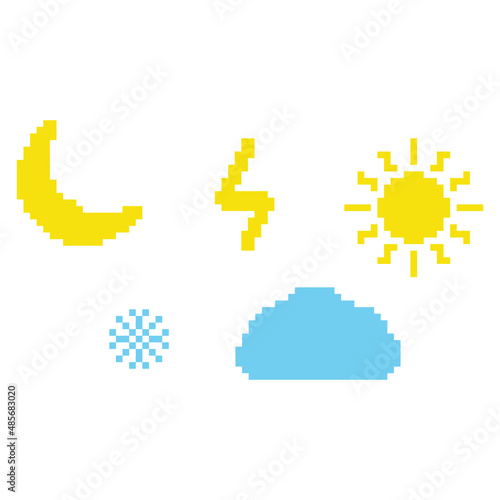 pixel cloud sun snow moon rain icon weather pixel art icon vector  element for  8 bit game 