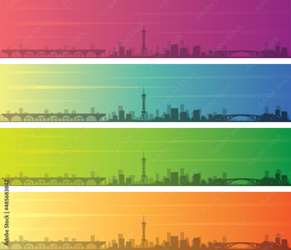Shijiazhuang Multiple Color Gradient Skyline Banner
