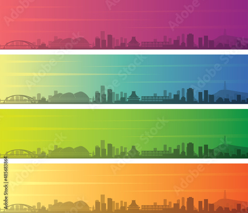 Nanning Multiple Color Gradient Skyline Banner