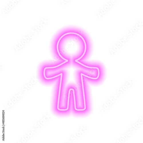 A simple neon pink human contour isolated on white