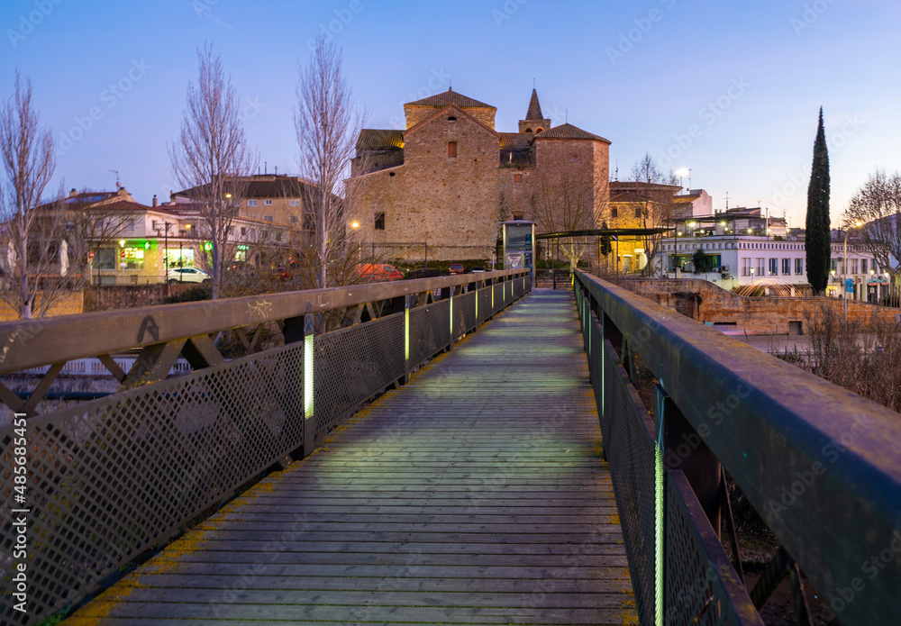 Tordera town of barcelona in the Maresme medieval city, european church night photography, city center