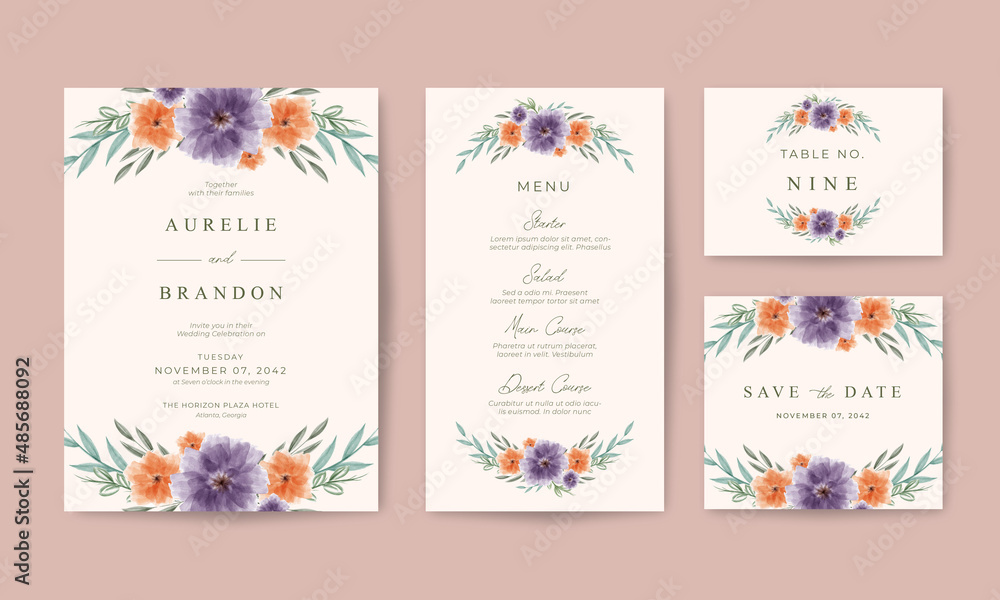Wedding invitation with beautiful floral decorative