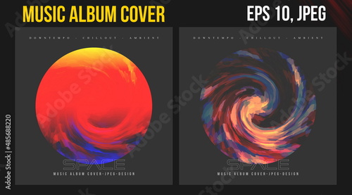 Music Album Cover for the Web Presentation. Abstract Vector Design. Art Templates. Colorful illustration Background and Texture. CD Cover. Multicolor Poster. Retro Vintage Style
