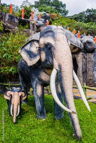 Elephant statue at the Golden Temple of Dambulla in Dambulla  Central Province  Sri Lanka  Asia