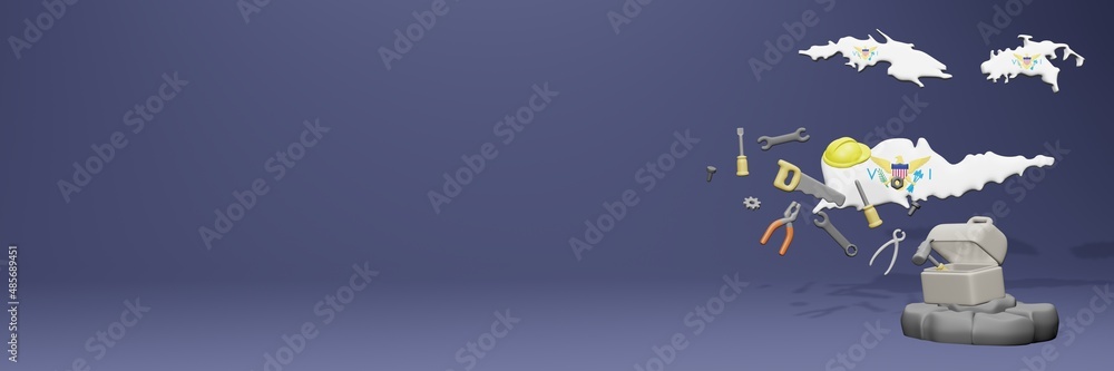 3d rendering of work tools and porters in Virgins Island for cover website 3d rendering of work tools and porters in Virgins Island for cover website