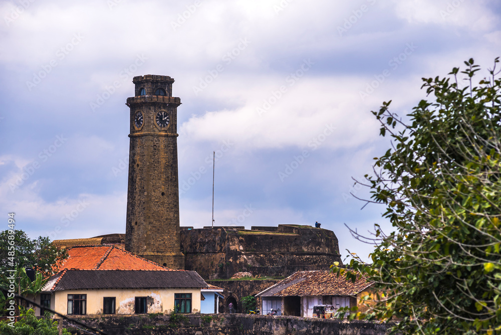 Fototapeta premium Galle clock tower in the Old Town of Galle, a UNESCO World Heritage Site on the South Coast of Sri Lanka, Asia