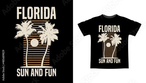 Florida sun and fun with palms t shirt design