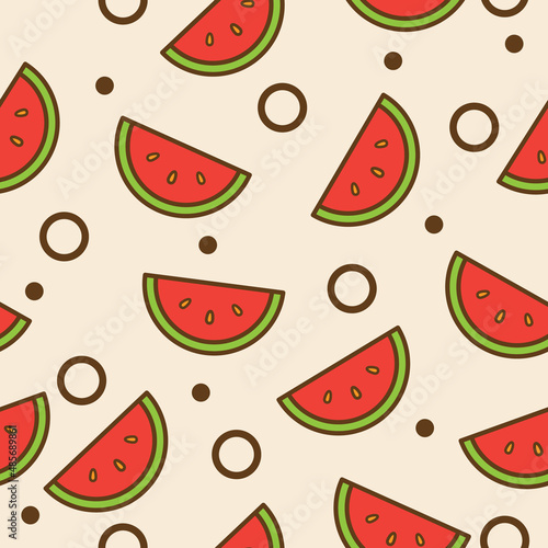 Fototapeta Naklejka Na Ścianę i Meble -  Cute watermelon cartoon seamless pattern