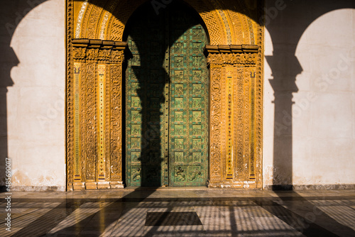 Duomo di Monreale, door of Monreale Cathedral at sunset, near Palermo, Sicily, Italy, Europe