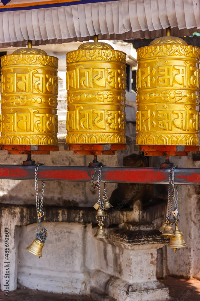Prayer drums in Swayambhunath, Nepal Prayer drums in Swayambhunath, Nepal