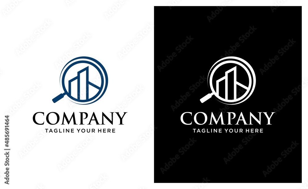 City finder or analysis vector logo template. This design use magnifying glass symbol. Suitable for industrial. on a black and white background. City finder or analysis vector logo template. This design use magnifying glass symbol. Suitable for industrial. on a black and white background.