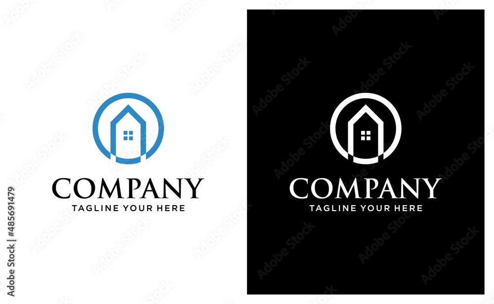 simple line art house or home in circle - concept vector graphic. This icon also represents real-estate, property market, residential building, etc. on a black and white background. simple line art house or home in circle - concept vector graphic. This icon also represents real-estate, property market, residential building, etc. on a black and white background.