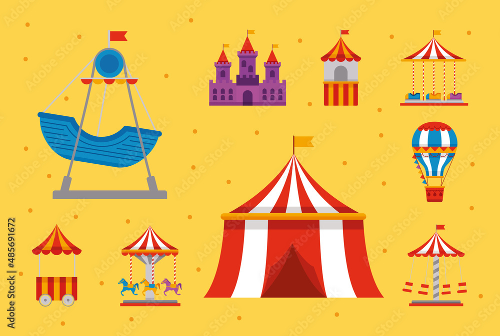 nine amusement park icons nine amusement park icons