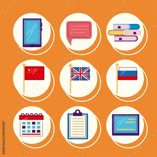 nine online lenguage learning icons