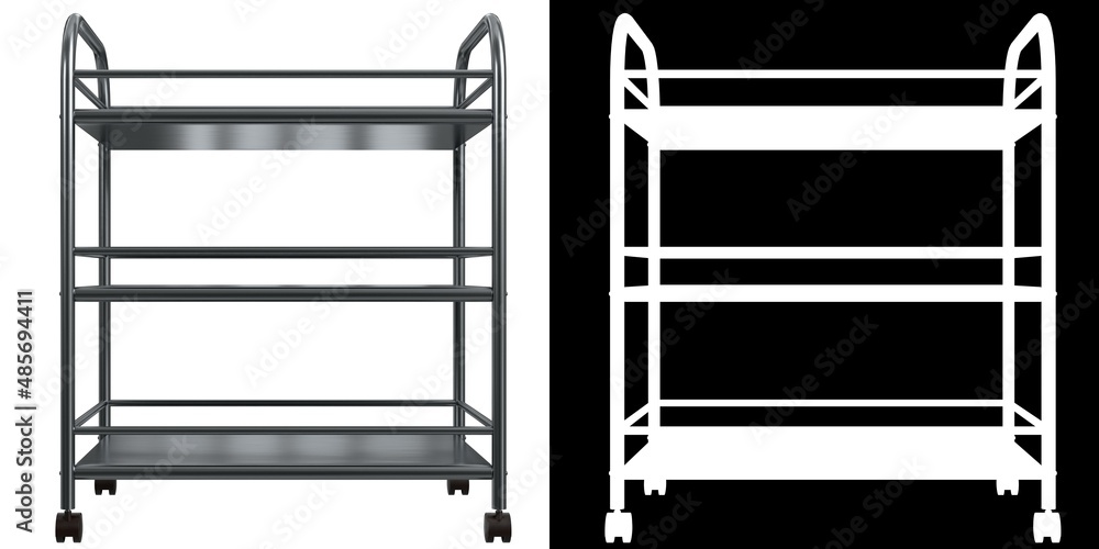 3D rendering illustration of a stainless steel utility trolley
3D rendering illustration of a stainless steel utility trolley