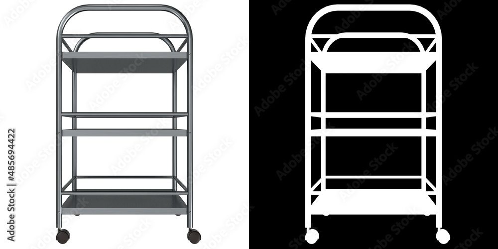 3D rendering illustration of a stainless steel utility trolley
3D rendering illustration of a stainless steel utility trolley