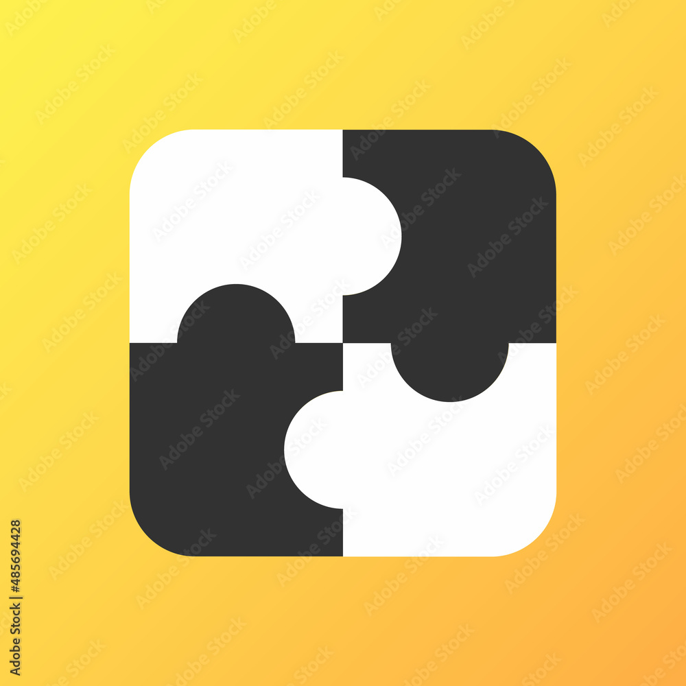 Jigsaw puzzle template of four pieces icon logo Jigsaw puzzle template of four pieces icon logo