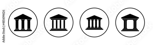 Bank icons set. Bank sign and symbol, museum, university