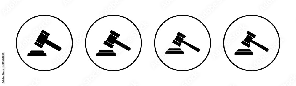 Gavel icons set. judge gavel sign and symbol. law icon. auction hammer Gavel icons set. judge gavel sign and symbol. law icon. auction hammer