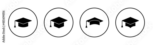Education icon set. Graduation cap sign and symbol. Graduate. Students cap