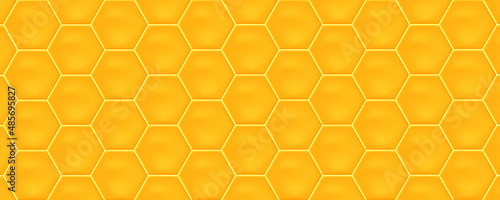 Yellow hexagon ceramic tiles. Modern seamless pattern, yellow colored hexagon ceramic tiles. 