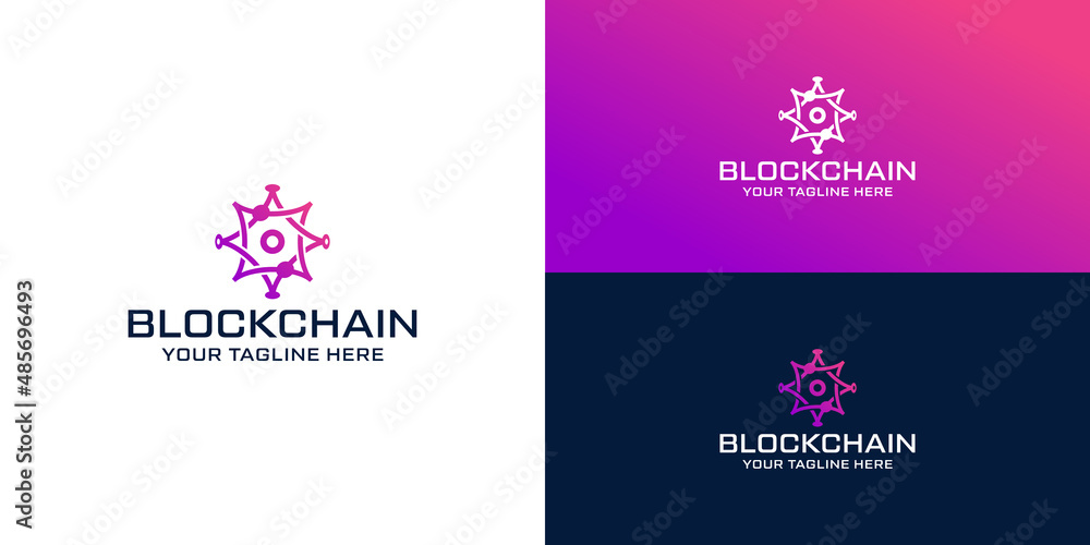 blockchain technology logo design inspiration, with dots connected together