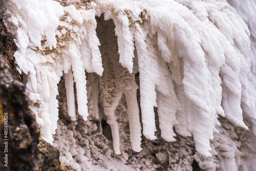 Icicles on Illiniza Norte Volcano (one of the two Illinizas), Pichincha Province, Ecuador, South America