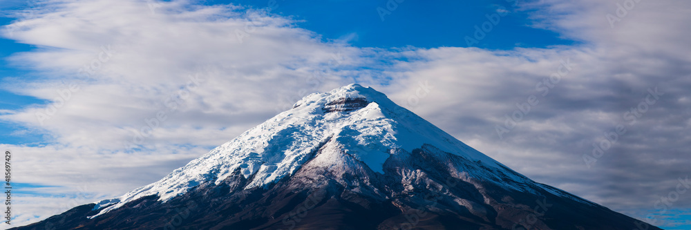 Cotopaxi Volcano glacier covered 5,897m summit, Cotopaxi National Park, Cotopaxi Province, Ecuador, South America