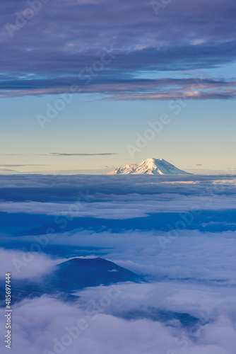 Chimborazo Volcano 6,268m summit, seen from 5,897m Cotopaxi Volcano summit, Cotopaxi Province, Ecuador, South America © Matthew