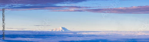 Chimborazo Volcano 6,268m summit, seen from 5,897m Cotopaxi Volcano summit, Cotopaxi Province, Ecuador, South America