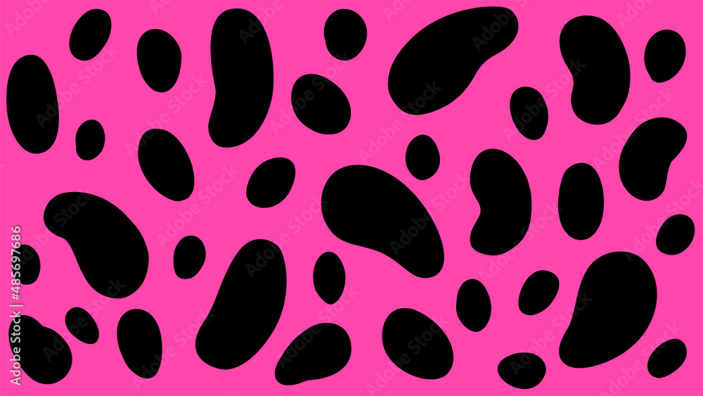 Dotted animal print. Vector illustration for posters and banners. Black hand painted spots on pink background Dotted animal print. Vector illustration for posters and banners. Black hand painted spots on pink background