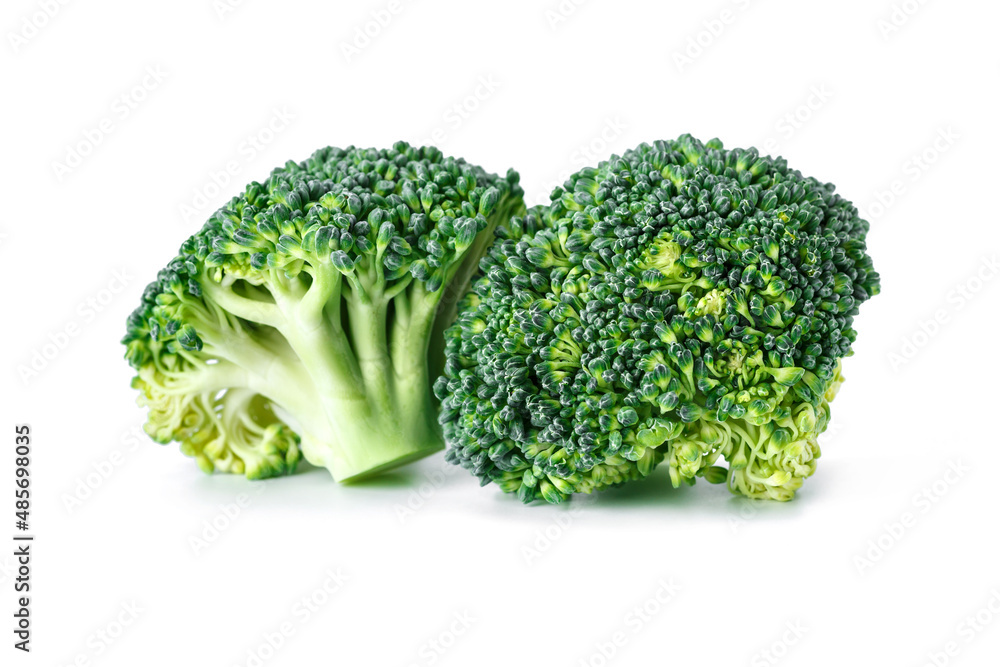 Macro photo green fresh vegetable broccoli.Fresh green broccoli isolated on white background.Broccoli vegetable is full of vitamin.Vegetables for diet and healthy eating.Organic food. Macro photo green fresh vegetable broccoli.Fresh green broccoli isolated on white background.Broccoli vegetable is full of vitamin.Vegetables for diet and healthy eating.Organic food.