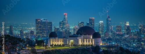 Griffith observatory and Los Angeles city skyline after sunset
