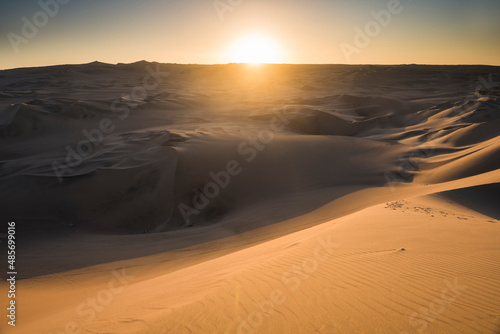 Sand dunes in the desert at sunset  Huacachina  Ica Region  Peru  South America