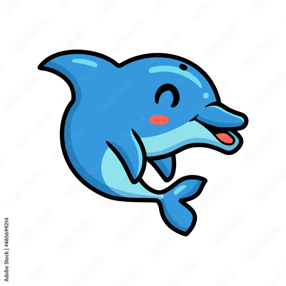 Cute little dolphin cartoon swimming Cute little dolphin cartoon swimming