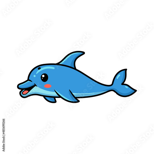 Cute little dolphin cartoon swimming