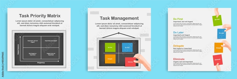 Hand Notes Layout Priorities Social media informative task priority management post banner template ...