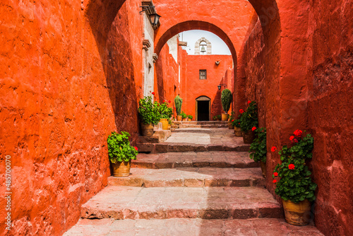 Red street, Santa Catalina Monastery (Convento de Santa Catalina), Arequipa, Peru, South America photo