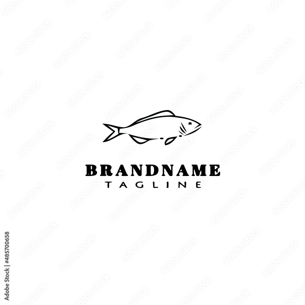 Obraz premium animal fish cartoon logo template icon design black isolated vector illustration