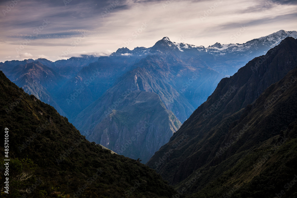 Andes Mountains at sunrise on day 3 of Inca Trail Trek, Cusco Region, Peru, South America