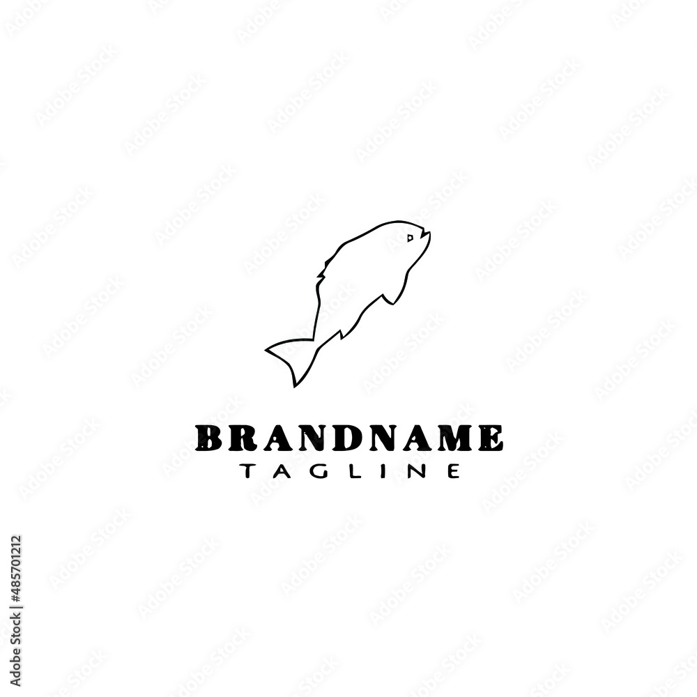 Fototapeta premium animal fish cartoon logo template icon design black isolated vector illustration