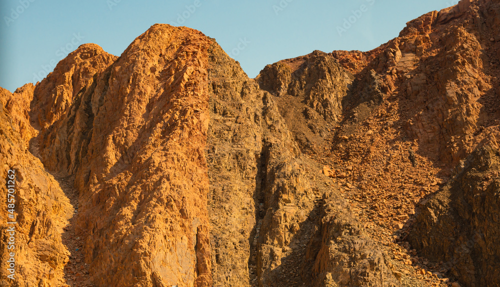 View of Arabian desert mountains range. Red Sea Hills in Egypt. Reddish ...