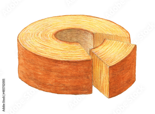 バウムクーヘン　ケーキイラスト　手描き